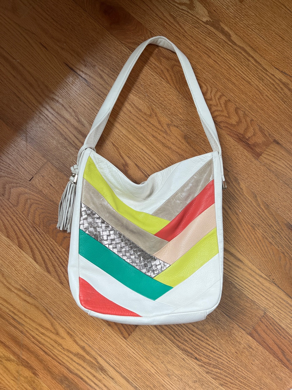 Elliott Lucca Vintage Multi Color Chevron Shoulder Bag